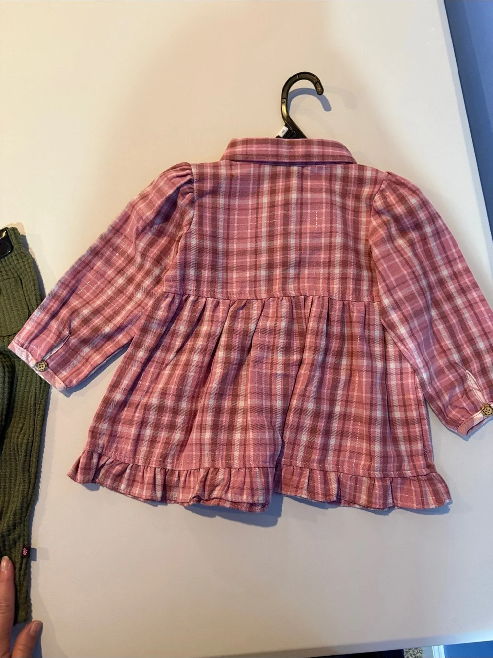 DELIA*s Girl Pink Plaid Button-Up Dress Top Olive Knit Leggings 3T NWT NEW Y2K